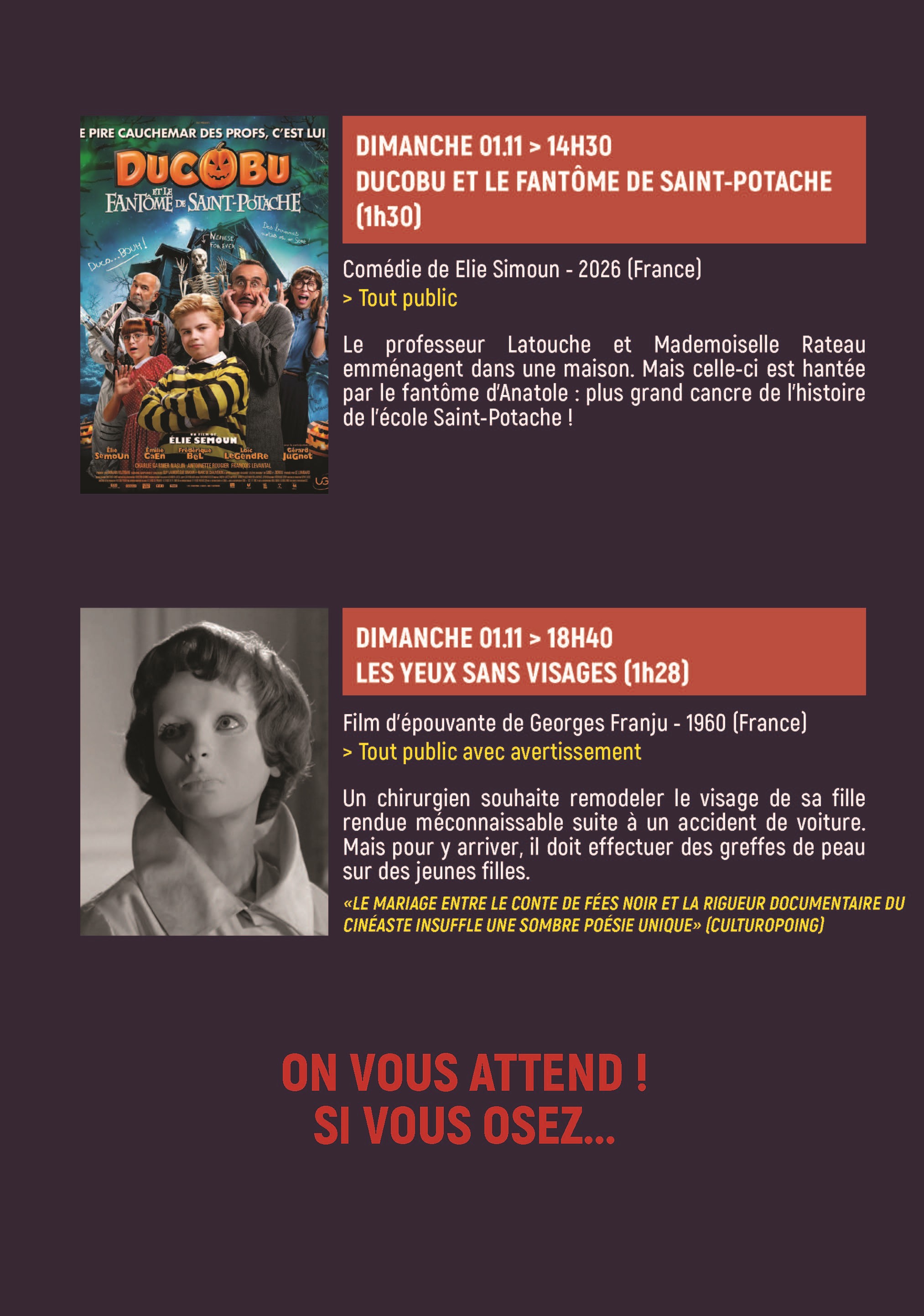 Programme Frayeur Page 1
