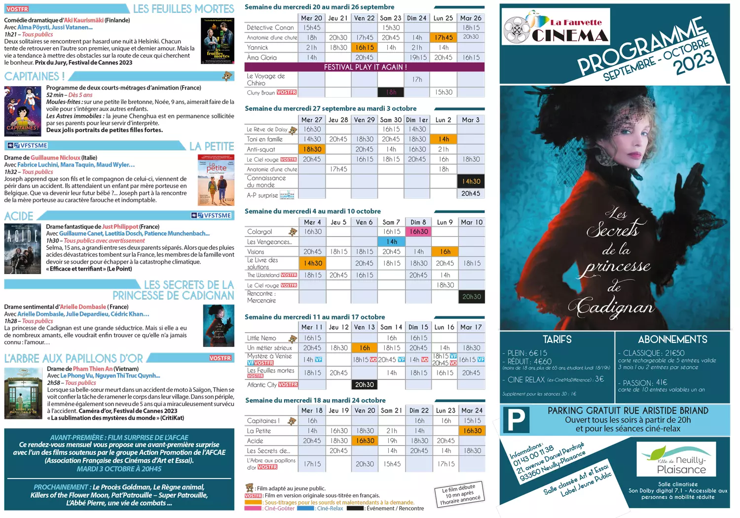 COUV Programme cinema septembre octobre 2023
