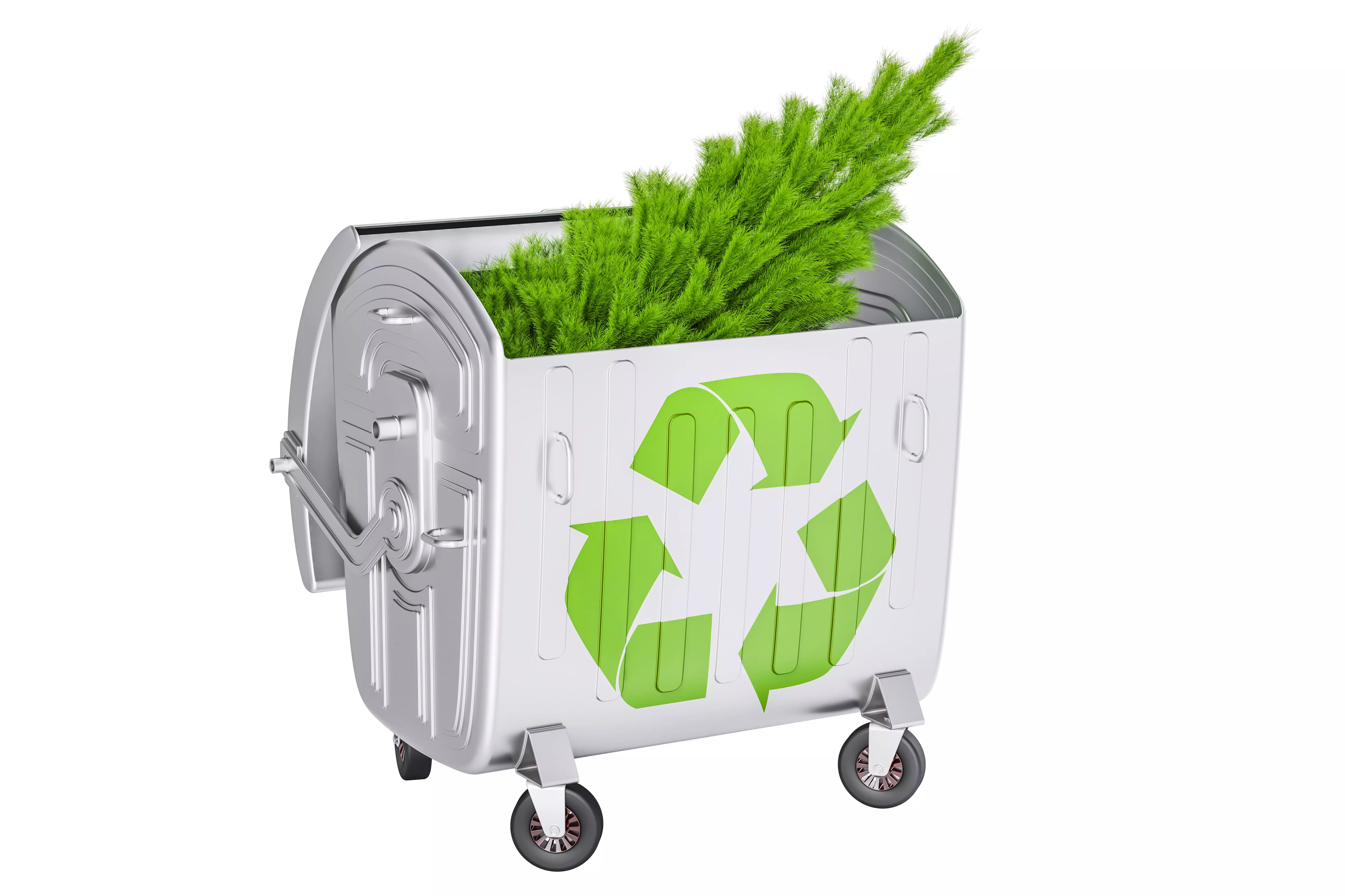 Recycle Christmas Tree concept, 3D rendering isolated on white background